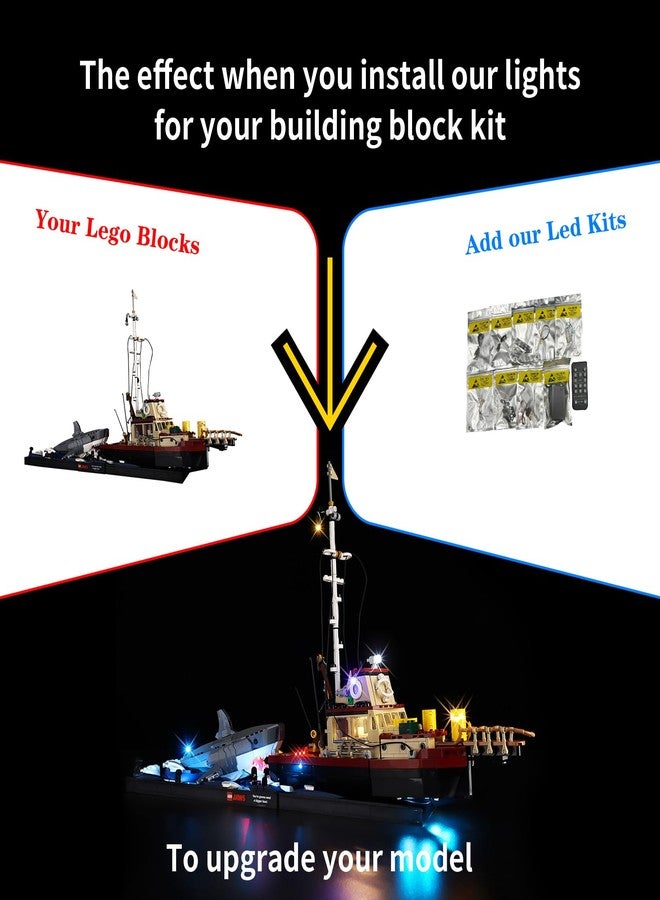 Kyglaring طقم إضاءة LED من Kyglaring متوافق مع مجموعة Lego 21350، ملحقات إضاءة متوافقة مع مجموعة نماذج Ideas Jaws، أضواء فقط (النموذج غير متضمن)، إصدار RC. - Image 3